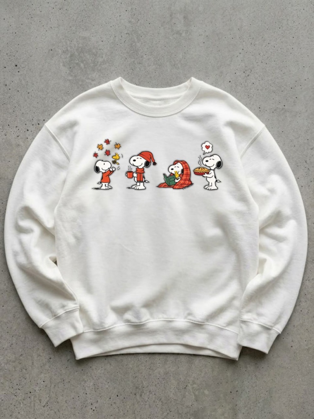White Snoopy Holiday Graphic Crewneck Sweatshirt